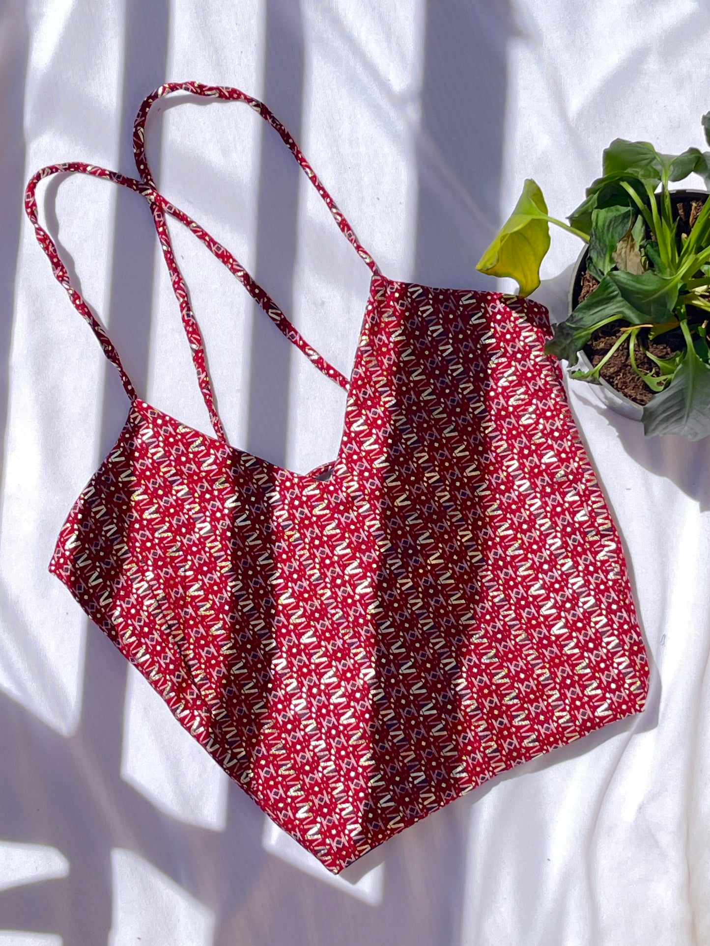 Cherry Mosaic Backless Crop Top