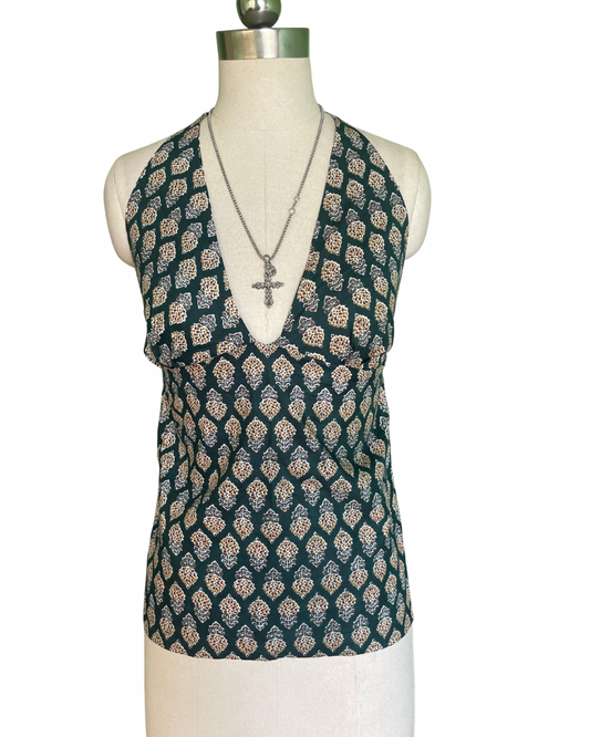 Olive ripple Y2K halter top