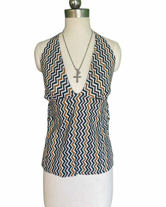 Olive ripple Y2K halter top