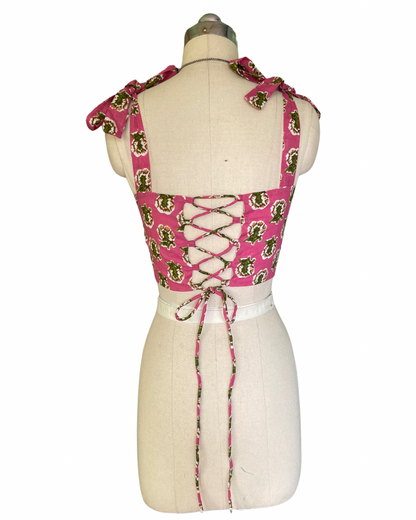 Pink flush corset top