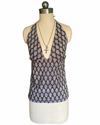 Dark botanical Y2K halter top