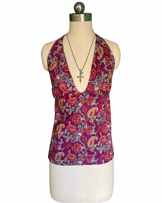 Dark botanical Y2K halter top
