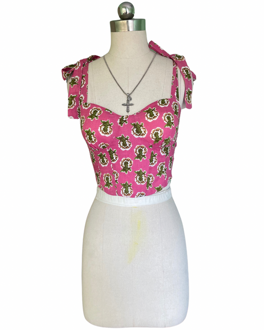 Pink flush corset top