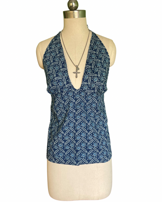 Indigo eco Y2K halter top