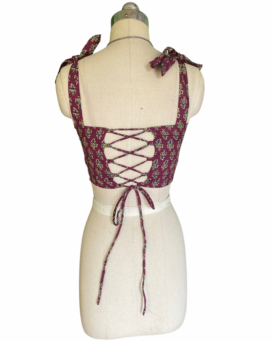 Red pop flora corset top