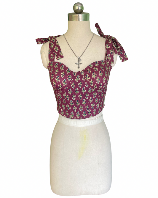 Red pop flora corset top