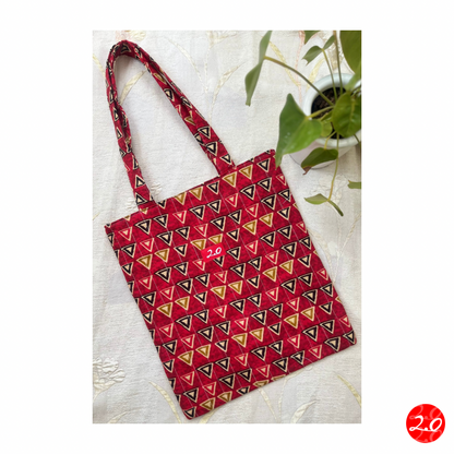 Maroon printed Reversible Tote bag