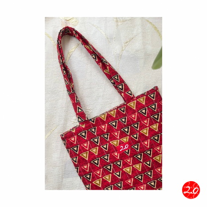 Maroon printed Reversible Tote bag