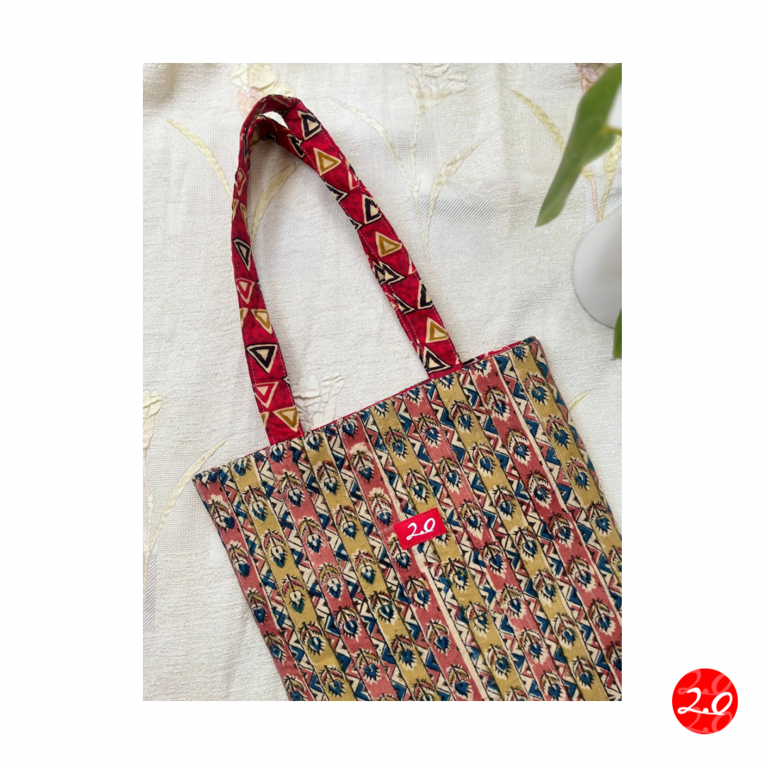 Maroon printed Reversible Tote bag