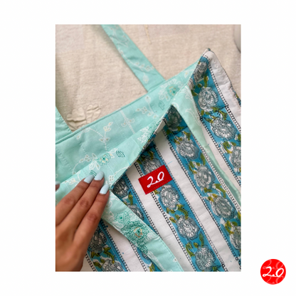 Mint Blue Reversible Tote bag