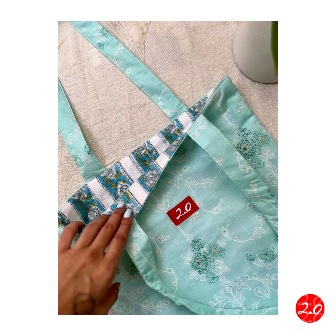 Mint Blue Reversible Tote bag