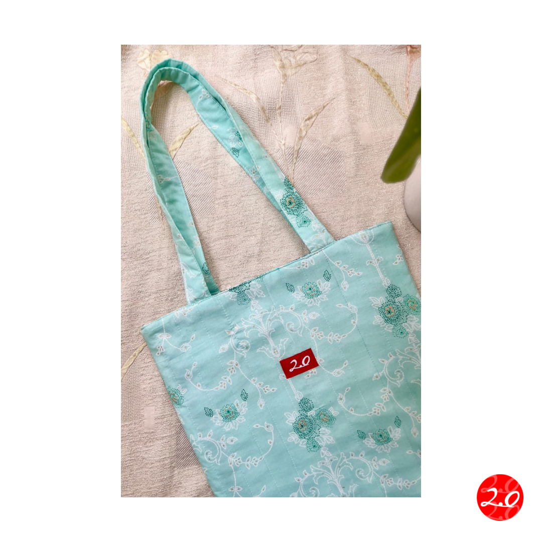 Mint Blue Reversible Tote bag