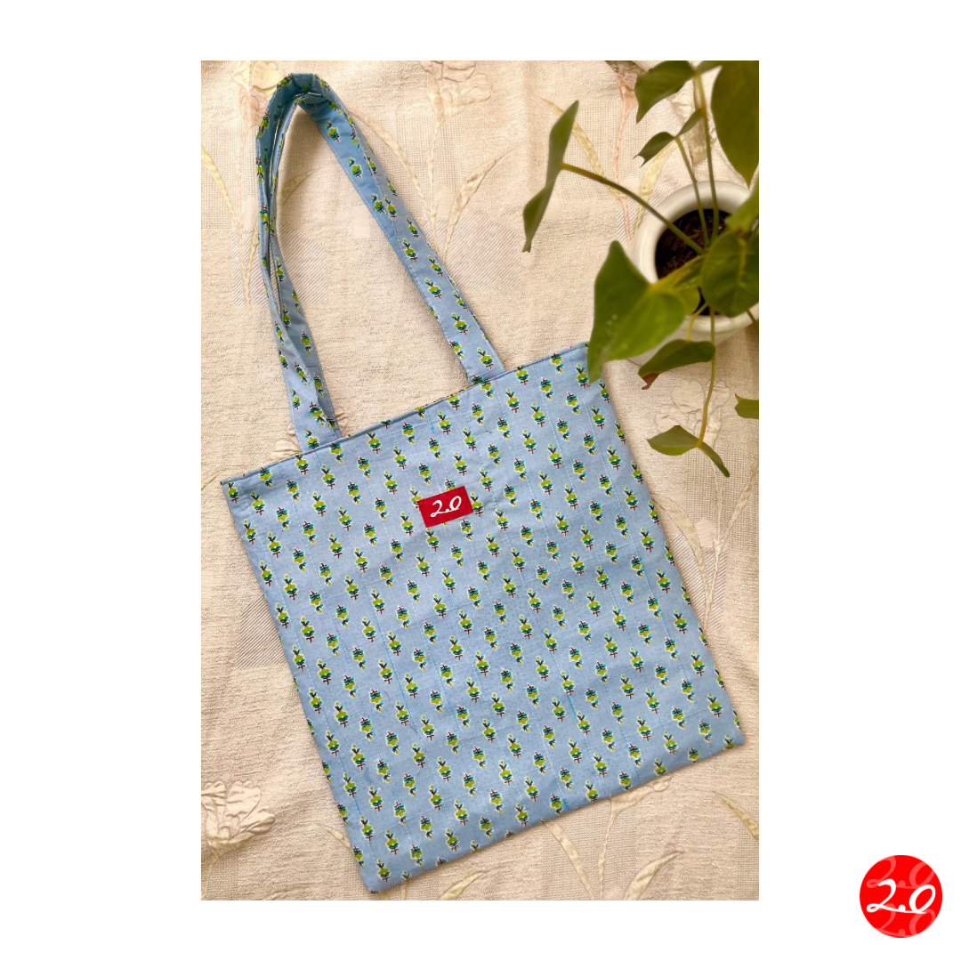 Mustard Blue Reversible Tote bag