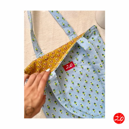 Mustard Blue Reversible Tote bag