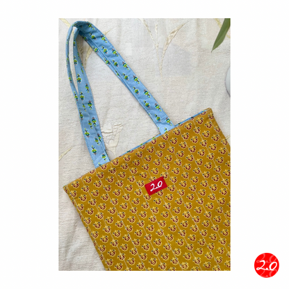 Mustard Blue Reversible Tote bag