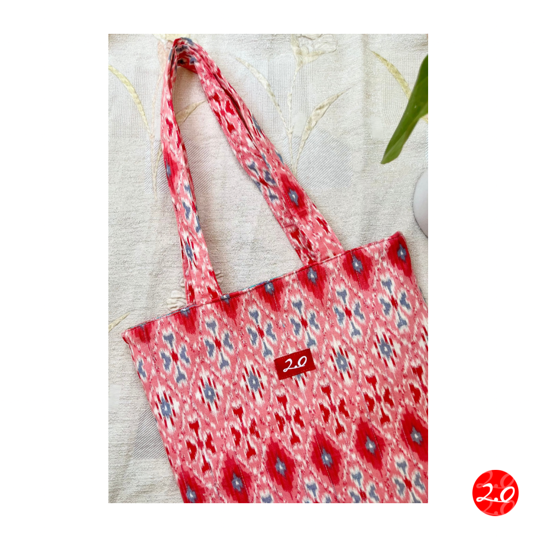 Floral Pink-Blue Reversible Tote bag