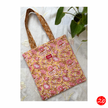 Mustard Batik Reversible Tote bag