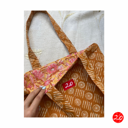 Mustard Batik Reversible Tote bag