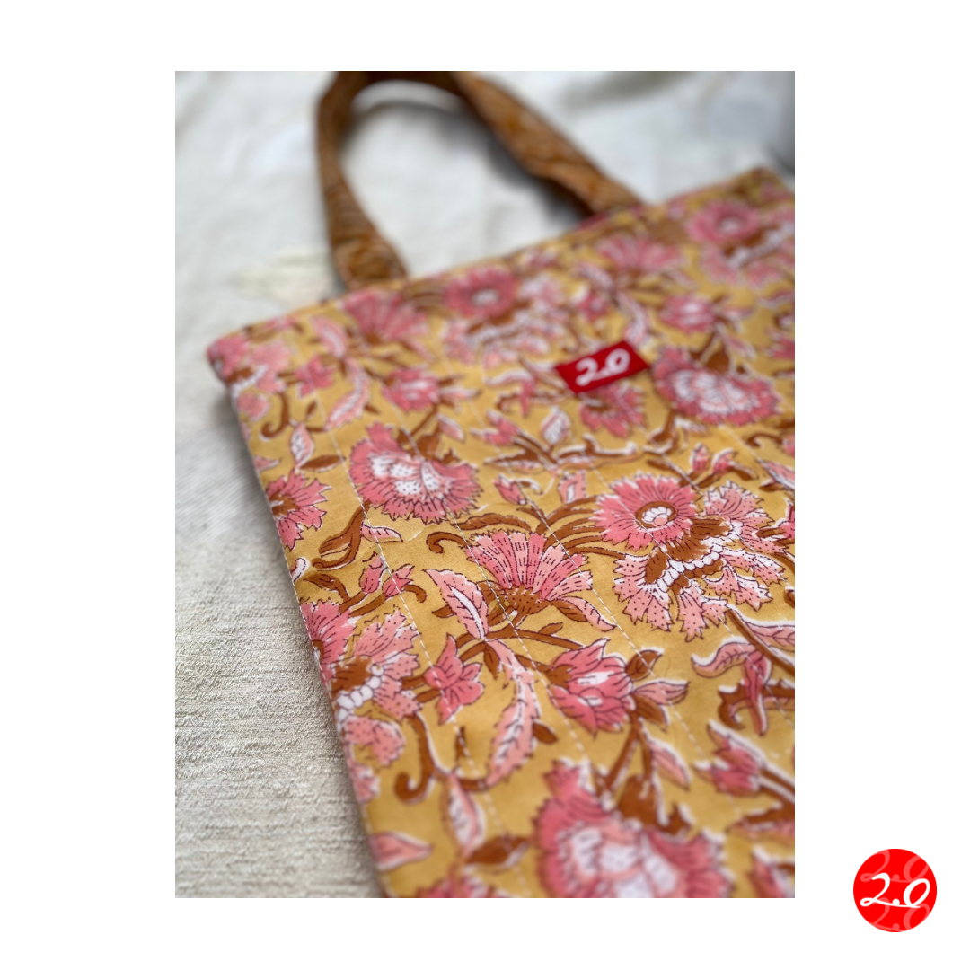 Mustard Batik Reversible Tote bag