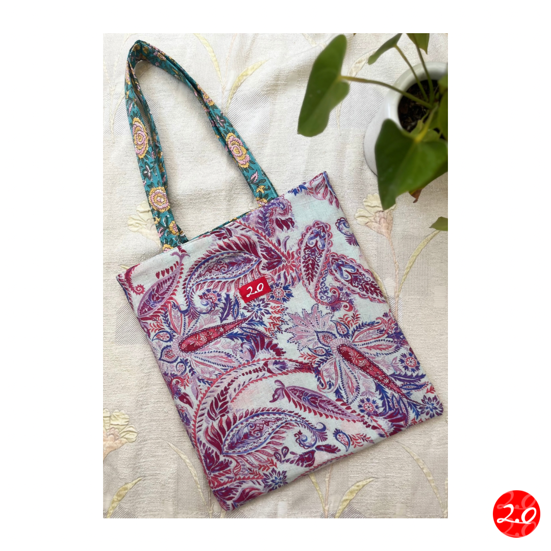 Blue Paisley Reversible Tote bag