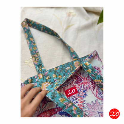 Blue Paisley Reversible Tote bag