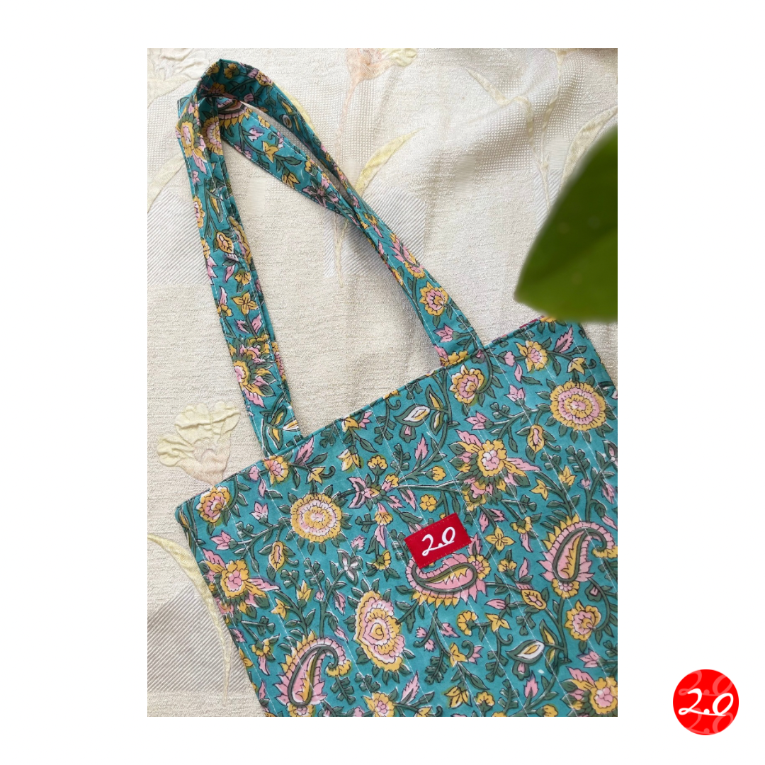 Blue Paisley Reversible Tote bag