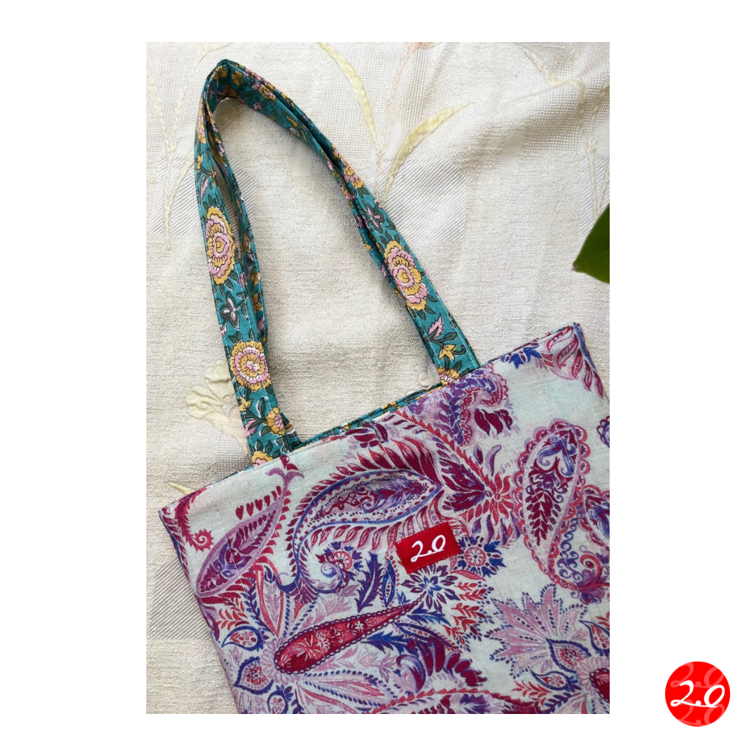 Blue Paisley Reversible Tote bag