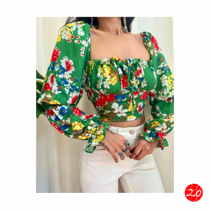 Tropical Bloom Milkmaid Top