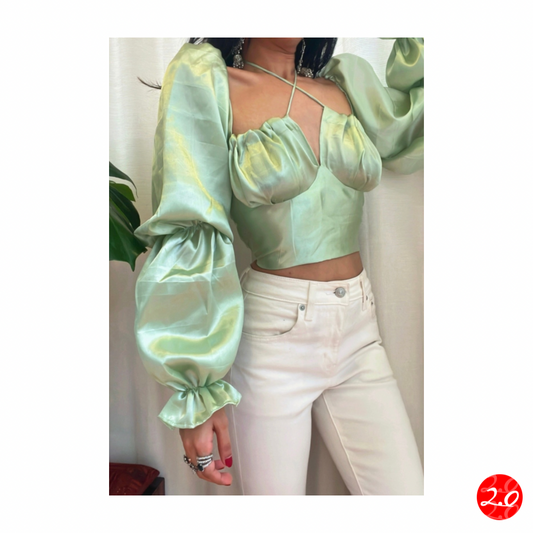 Ethereal Satin Milkmaid Top