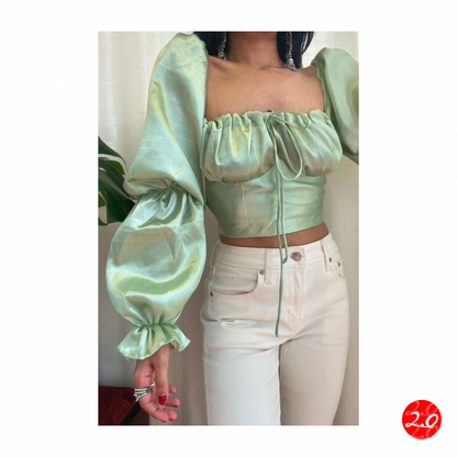 Ethereal Satin Milkmaid Top