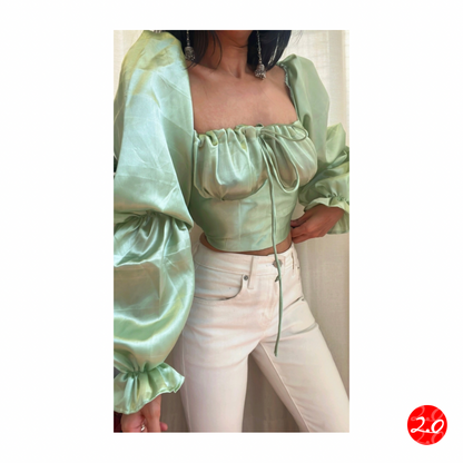 Ethereal Satin Milkmaid Top