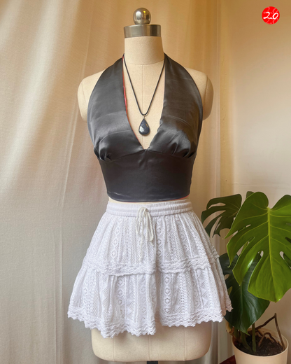 Pink-Grey Satin Reversible Halter Top