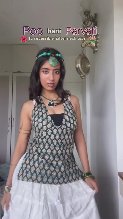 Olive ripple Y2K halter top
